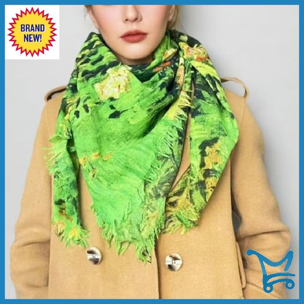 100% Wool 39x39 Inch Square Scarf Winter Pashmina Wrap Art Lovers Gift - Picture 7 of 8